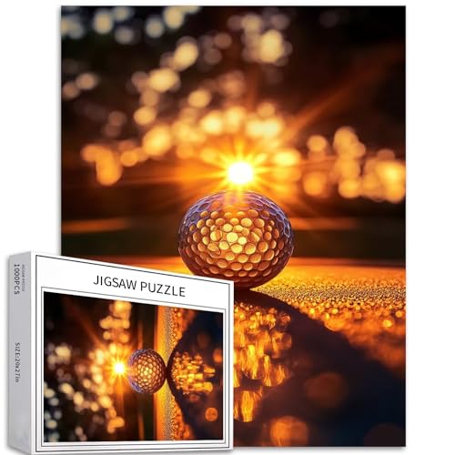 1000 Teile Golf bei Sonnenuntergang Puzzle für Erwachsene, 68,6 x 50,8 cm, Golf-Sport-Puzzle, anspruchsvolle Familienaktivitäten, bunte DIY-Handarbeit, Bastelpuzzle für Heimdekoration, Geschenke von Generic