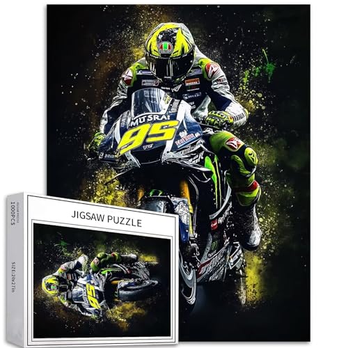 1000 Teile Motorradrennwettbewerb-Puzzles für Erwachsene, Motorradrenn-Puzzle, 68,6 x 50,8 cm, anspruchsvolle Familienaktivitäten, buntes Bastelpuzzle für Heimdekoration, Geschenke von Generic