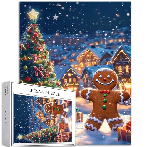 1000 Teile Weihnachtspuzzles Lebkuchenmann-Puzzles für Erwachsene und Anfänger, Frohe Weihnachten, Puzzle, 50,8 x 68,6 cm, herausfordernde Familienaktivitätsspiele, DIY-Bastelpuzzle für Heimdekoration 1000 Teile Weihnachtspuzzles Lebkuchenmann-Puzzles für Erwachsene und Anfänger, Frohe Weihnachten, Puzzle, 50,8 x 68,6 cm, herausfordernde Familienaktivitätsspiele, DIY-Bastelpuzzle für Heimdekoration von Generic