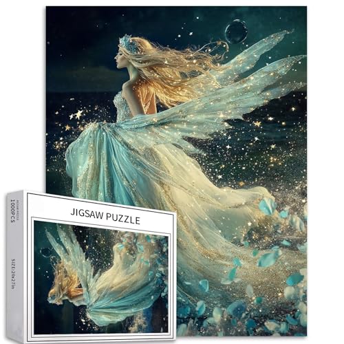 1000 Teile schönes blondes Puzzle für Erwachsene, schönes Feen-Puzzle, 50,8 x 68,6 cm, buntes DIY-Puzzles für Heimdekoration, Geschenke, Familienpuzzle, perfekt für Spieleabende von Generic