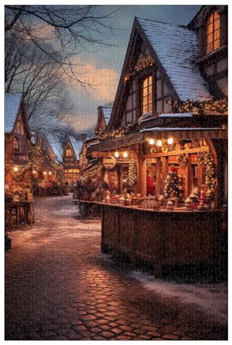 1000-teilige Holzpuzzles für Erwachsene, Alter europäischer Weihnachtsmarkt (B ; 1000) von Generic