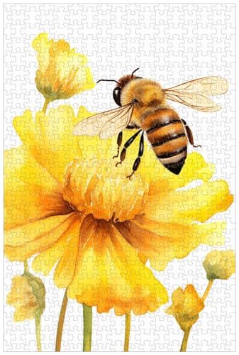 1000-teilige Holzpuzzles für Erwachsene, Insektenthema, Tierpuzzles, Bienen sammeln Nektar, Aquarellmalerei (B ; 1000) von Generic