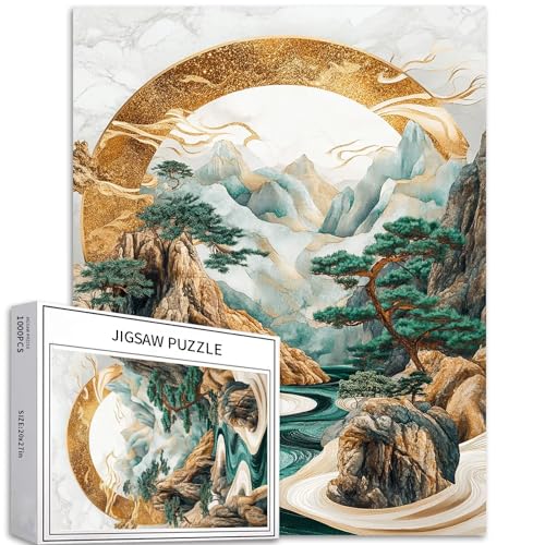 1000-teiliges Puzzle mit antiken Höhlen und Bonsai, für Erwachsene, japanischer Ukiyo-e-Stil, Kunstpuzzle, bunt, DIY-Puzzles für Heimdekoration, Geschenke, Familienpuzzle, perfekt für Spieleabende, von Generic