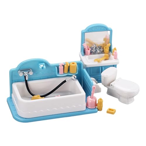 12-teilig Puppenhaus Badezimmer Set, Teile Der BJD Puppe, Inklusive Mini WC, Waschbecken, Badewanne und mehr für Kinder ab 3 Jahren von Generic