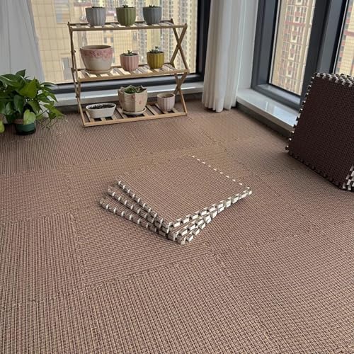 120-teiliges Puzzle-Bodenset Aus Schaumstoff, Spielmatte Aus Schaumstoff Mit Rändern, Ineinandergreifender Bodenteppich Für Übungen, Spielzimmer, Schlafzimmer(Size:0.6cm Thick,Color:Kaffee) von Generic