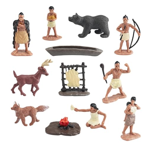 12x Indianer Figuren Spielset, Realistischer Charakter für Kinder, Jungen, Mädchen, Kinder von Generic