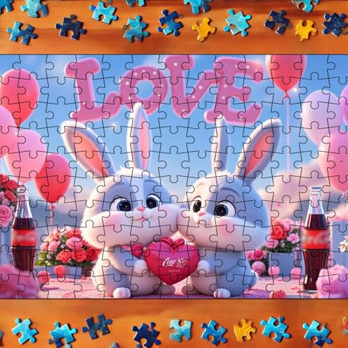 130 Teile Puzzle-Set mit Osterthema, Osterpuzzle für Osterkinder, ideal für Familienspiele, Kaninchen-Osterei-Puzzle, A1 RKh321 (Light Blue, 21X30CM) von Generic