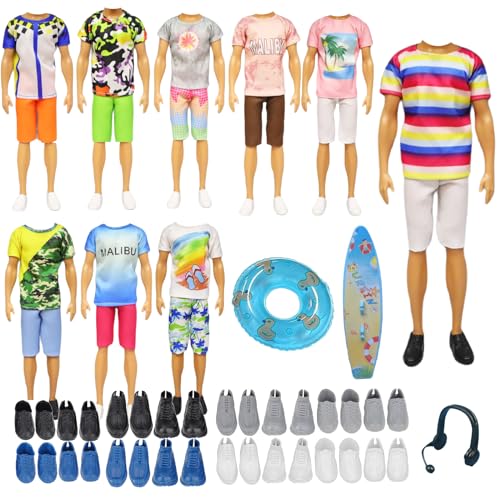 Puppenkleidung Kompatibel mit Ken Kleidung und Zubehör, 15 Pack Clothes and Accessories Jungen Puppen 4 Freizeitbekleidung 4 Hosen 4 Paar Schuhe 3 Accessories für Doll 12 Zoll Jungen Puppen von Generic