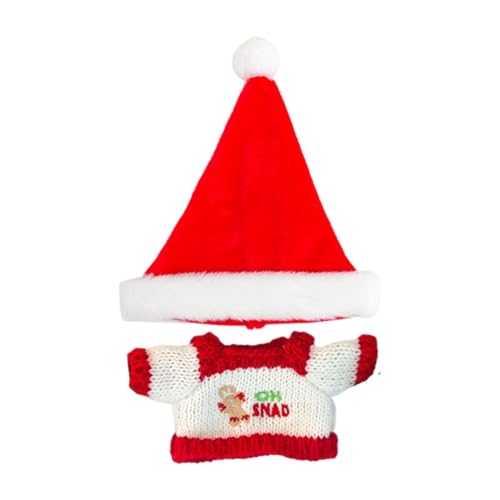 15 cm Puppenkleidung, Süßes, Stilvolles Plüsch Puppenzubehör, Bequeme Puppenkleidung, Weihnachtskostüm für Babymädchen, Pullover mit Weihnachtsmütze von Generic