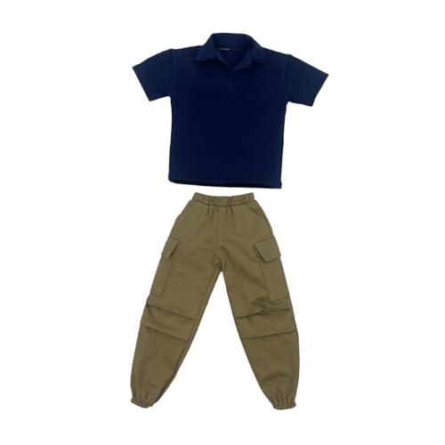 2 Teile 1/6 T Shirt mit Kurzen Ärmeln Und Hose für 12 Zoll Puppenmodell Zubehör, Marine von Generic