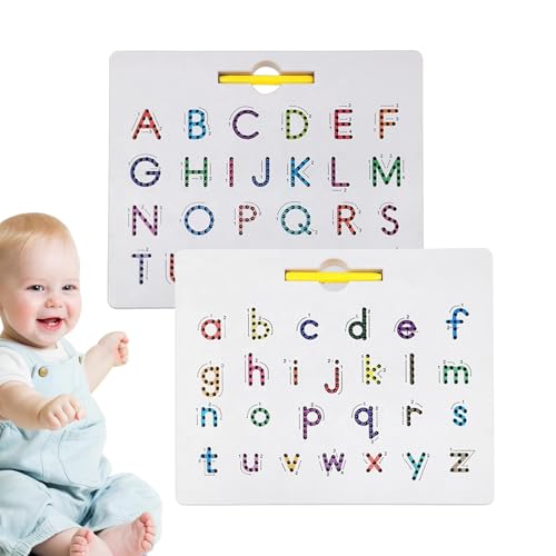 2-in-1-Schreib- und Lernspielbrett | Magnetisches Alphabet-Zeichenbrett, magnetisches Alphabet-Zeichenbrett – Magnetperlen-Tablet-Pad, Magnete, praktisches Zeichenbrett, ca von Generic