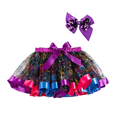 2 teiliges Halloween Kinderkostüm Set Tutu-Rock Haarspange mit Schleife Tutu Mädchen Cosplay Zubehör für Halloweenparty Maskerade Karneval für Halloween Karneval (Multicolor, 5-8 Years) von Generic