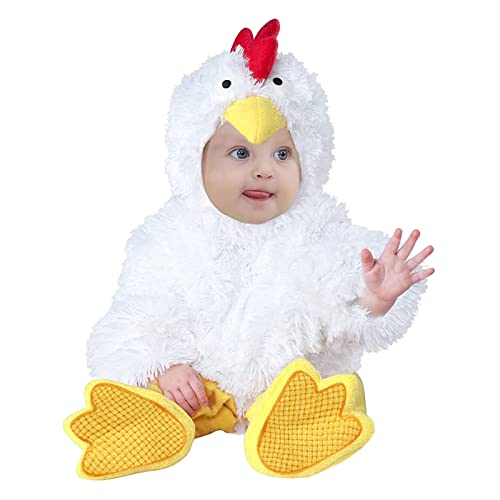 2024 New - Kostüm Huhn Outfits Baby Set Tiermütze Winterschuhe Jungen Fleece Overall Cosplay Strampler Kleinkind Strampler & Overall Matschhose 86 (White, 12-18 Months) von Generic