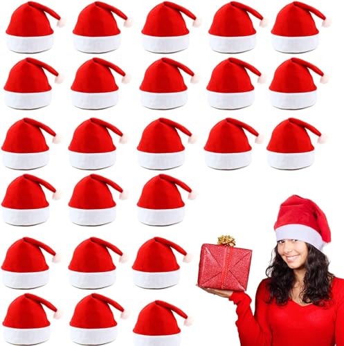 24pcs Non-Woven Cloth Santa Hat Christmas Caps for for Adults and Children Christmas Red von Generic