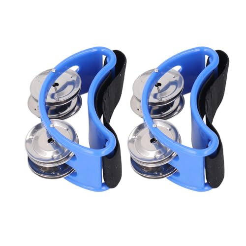 2PCS Fuß-Tamburin, Fuß-Shaker-Percussion-Pedal-Trommel mit Stahl-Jingle-Glocken, Musikinstrumentenzubehör für Konzerte, Partys, Trommelgitarrenspielen (Blue) von Generic