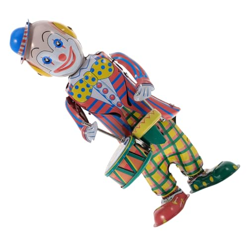 3 Stück Eisen Clown Spielzeug Clown Trommel Spielzeug Clown Aufziehspielzeug Eisen Desktop Clown von Generic