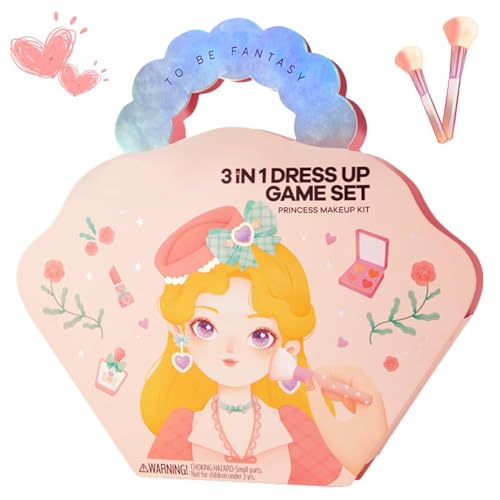 【3 in 1 Dress Up Game Set】Prinzessin Fantasy Make-up, Upgraded Fantasy Dress Up Kit Papier Craft Kits, Kreative Rollenspiele Abenteuer Spielzeuge, Prinzessin Kostüm Zubehör für 4 5+ von Generic