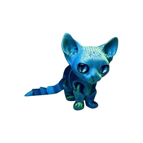 3D Druckbare Bewegliche Kunststoff Haarlose Katze Figurine Tier Ornament Mädchen Jungen Spielzeug Desktop Spielzeug Ornamente Für SzL120 (C, One Size) von Generic