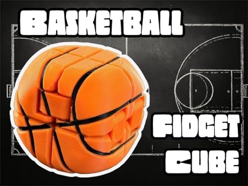 3D-Gedruckter Zappelwürfel Basketball, Stresswürfel Basketball, kreativer Würfel-Basketballspielzeug, Stress und Angst entspannend, unendlich Flip Magic Cube Basketball, kleine Geschenke (A) von Generic