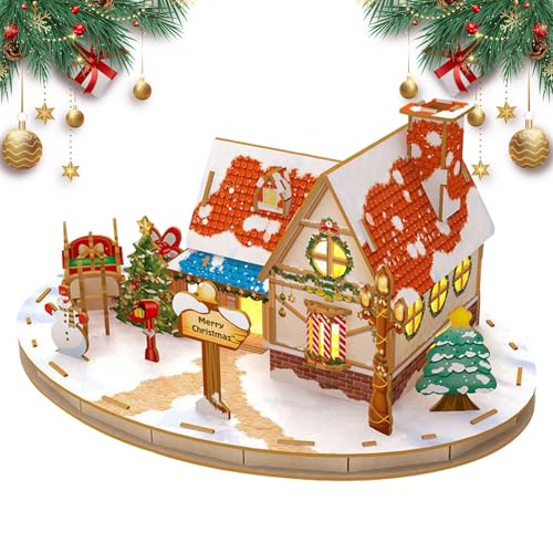 -Hauspuzzle – -Puzzle für Weihnachtshütte, Puzzle-Haus für Weihnachten | -Puzzle für Weihnachtsdekoration, -Puzzle zum Bauen von Montagemodellen von Generic