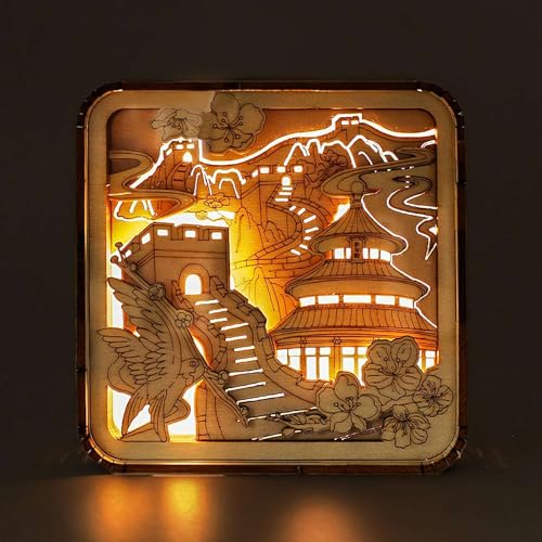 3D Holzpuzzle Nachtlicht, Holzpuzzles für Erwachsene Nachttischlampe, DIY 3D Holzpuzzles LED-Licht, Kreative Geschenke für Familie Freunde oder DIY Puzzle Liebhaber (Tolle Wand) von Generic