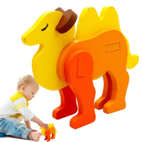 3D Holzpuzzles Tiermodell, 3D Holzklötze Tierfiguren Baupuzzles, Holz Kinderspielzeug Spielzeugfigurspielsets Brain Teaser Puzzle für Kinder Mädchen von Generic