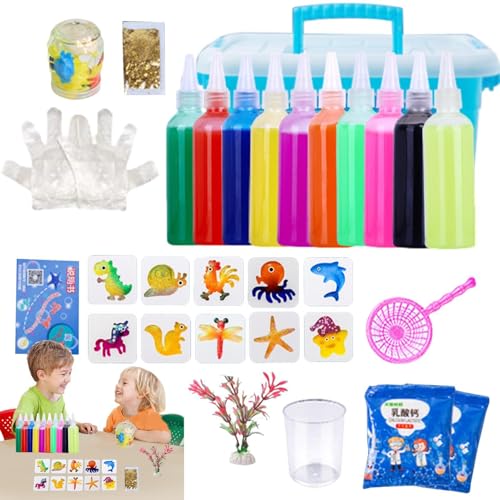 Magic Gels Kit – Elfs Beads Animal Kit, Elfs Gel, 10 Stück 60 Ml Farbgel | Magic Gels Kit | Kinder Handgemachte Handwerk Malerei Aufkleber Puzzle Magic Wasser Spielze von Generic