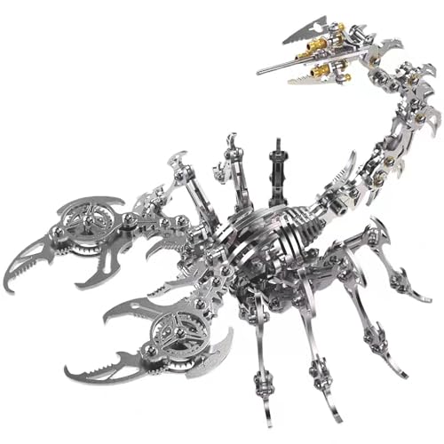 3D Metall Puzzle Scorpion King Mechanical Modellbausatz Erwachsene Insektenminiaturen Anspruchsvolles DIY-montageblock-Puzzle, Spielzeug für Erwachsene (Silber) von Generic