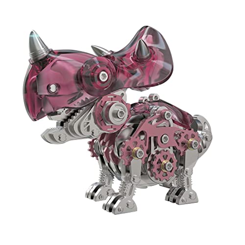 3D Metallpuzzle, Dinosaurier-Serie, Triceratops-Modellbausatz, 222-teiliger Stahl-3D Metallpuzzle, Miniatur-Modellbausätze, 3D-Knobelspiele, Metall-Edelstahl-Ornamente Erwachsene von Generic