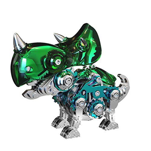 3D Metallpuzzle, Dinosaurier-Serie, Triceratops-Modellbausatz, 222-teiliger Stahl-3D Metallpuzzle, Miniatur-Modellbausätze, 3D-Knobelspiele, Metall-Edelstahl-Ornamente Erwachsene von Generic