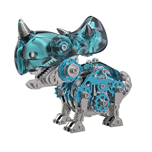 3D Metallpuzzle, Dinosaurier-Serie, Triceratops-Modellbausatz, 222-teiliger Stahl-3D Metallpuzzle, Miniatur-Modellbausätze, 3D-Knobelspiele, Metall-Edelstahl-Ornamente Erwachsene von Generic