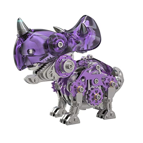 3D Metallpuzzle, Dinosaurier-Serie, Triceratops-Modellbausatz, 222-teiliger Stahl-3D Metallpuzzle, Miniatur-Modellbausätze, 3D-Knobelspiele, Metall-Edelstahl-Ornamente Erwachsene von Generic