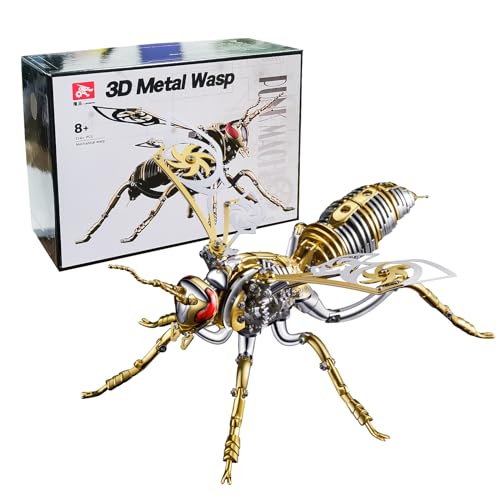 3D Puzzle Mechanische Wespe Metall modellbausatz Erwachsene anspruchsvolles DIY montageblock Puzzle, Spielzeug für Erwachsene, Geburtstagsgeschenk (Gold) von Generic