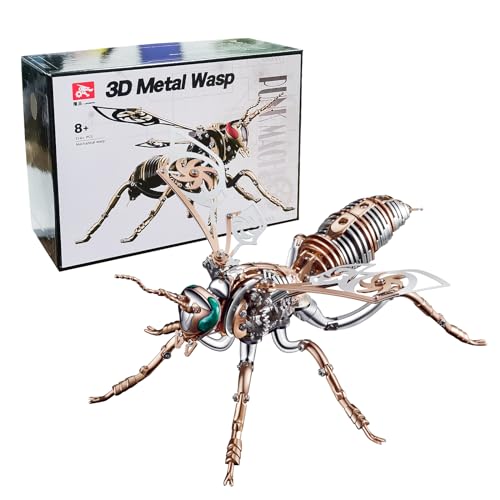 3D Puzzle Mechanische Wespe Metall modellbausatz Erwachsene anspruchsvolles DIY-montageblock-Puzzle, Spielzeug für Erwachsene, Geburtstagsgeschenk (Roségold) von Generic