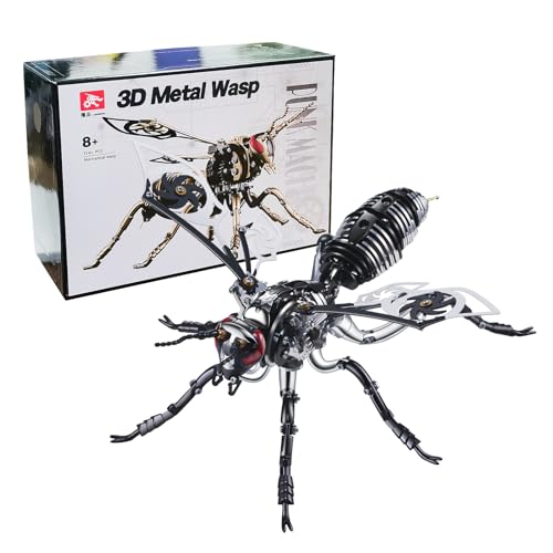 3D Puzzle Mechanische Wespe Metall modellbausatz Erwachsene anspruchsvolles DIY-montageblock-Puzzle, Spielzeug für Erwachsene, Geburtstagsgeschenk (Schwarz) von Generic