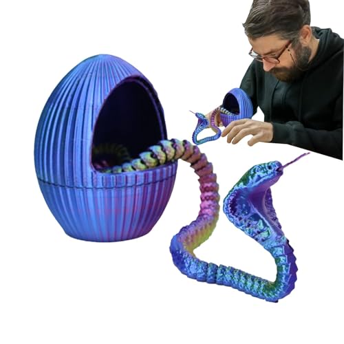 3D gedruckte Schlange mit Ei, Schlangenei - Flexible Snake Executive Schreibtisch Spielzeug | 3D gedruckte Schlange mit Zahnrad Ei flexible Tiere Niedliche Eifigur für Desktopdekoration von Generic