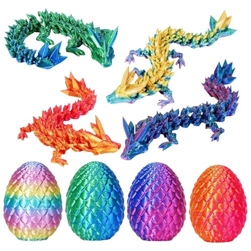 3D gedrucktes Drachenei mit Drache - Mystisches Drachen-Set im Geschenkkarton, 4-teiliges Set für Kinder und Erwachsene, perfekt als Schreibtischdekoration für Ostern und Weihnachten (A) von Generic