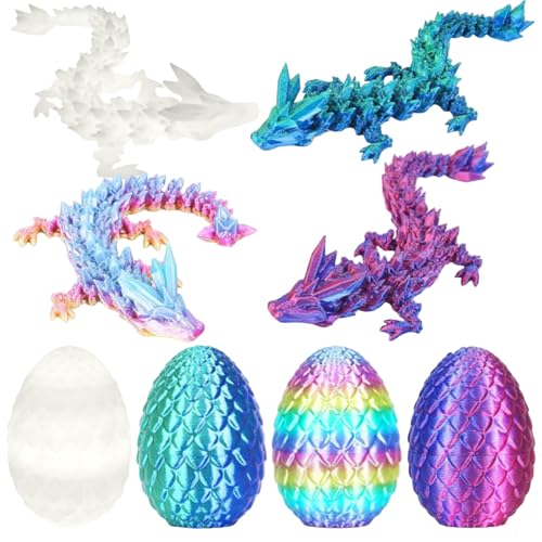 3D gedrucktes Drachenei mit Drache - Mystisches Drachen-Set im Geschenkkarton, 4-teiliges Set für Kinder und Erwachsene, perfekt als Schreibtischdekoration für Ostern und Weihnachten (D) von Generic