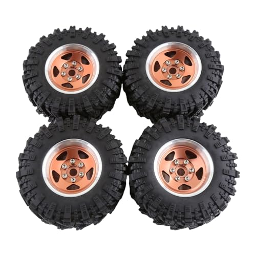 4 Stück RC Autoräder Und Reifen RC Teil RC Zubehör Hochleistungs RC Reifen mit Felge Ersetzen für 1/12 RC Crawler Auto DIY, Kupfer von Generic