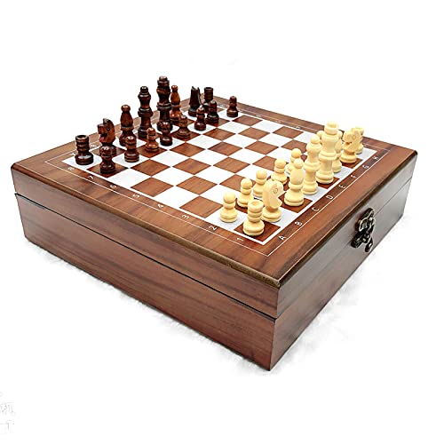 4-in-1-Brettspielset aus Holz, Schach+Poker+Würfel+Domino-Brettspiel für Spielende und Erwachsene von Generic