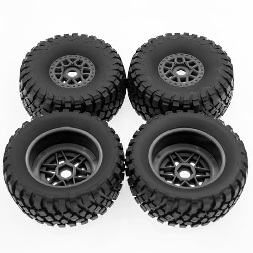 4-teiliger Radreifen, Fortschrittliches Design, Gummi-RC-Autoreifen für Ferngesteuerte Autos (Black) von Generic