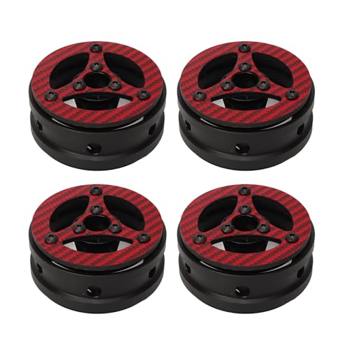 4PCS 1.9 Inch RC Wheel Rims Lightweight Carbon Fiber Rim Replacement for 1/10 Crawler Remote Control Car (Red) von Generic