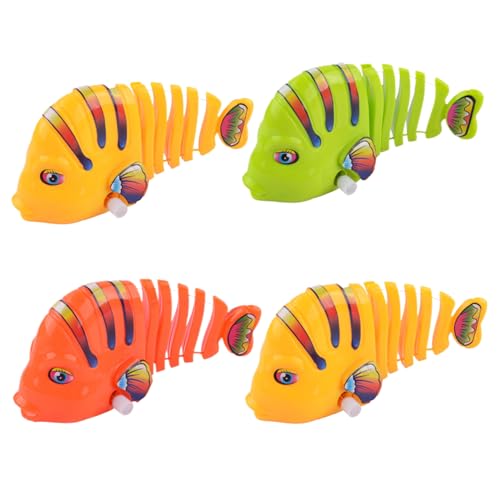 4pcs Landen Spielzeug 5.5x3.2x2 Plastikfischspielzeug lebendiger kreativer Uhrwerk Wackeln Cartoon Fischspielzeug lustige Haustier Fischspielzeug, interaktives Spielzeug für Geburtstagsfeiergeschenk. von Generic