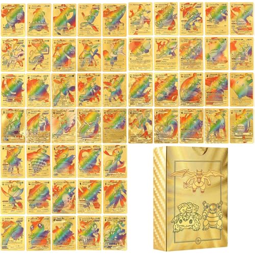 55 PCS Cartoon Karten Gold Schwarz Silber Seltene Karten Set, Keine Duplikate Karikaturen Comics Sammelkarten für Kindergeburtstag Party Geschenke Karten Set Rare Karten (A Gold) von Generic