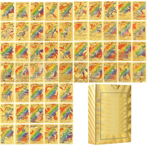 55 PCS Cartoon Karten Gold Schwarz Silber Seltene Karten Set, Keine Duplikate Karikaturen Comics Sammelkarten für Kindergeburtstag Party Geschenke Karten Set Sammelkarten - A Gold1 von Generic