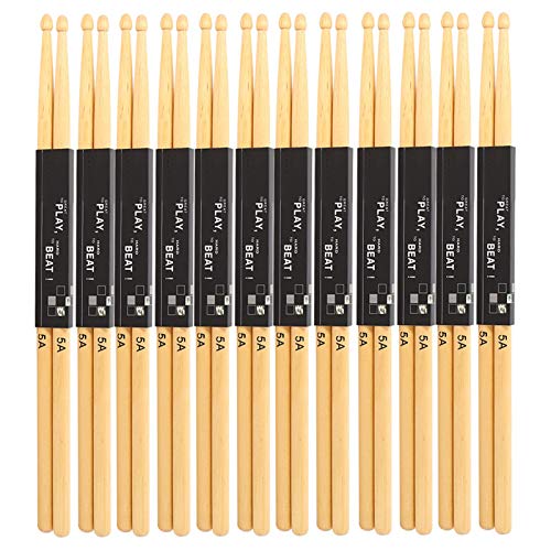 5A Drumsticks, 12 Paar Ahornholz Drumsticks Teardrop Head Snare Drum Stick Rock Band Musikinstrument für Erwachsene und Anfänger von Generic