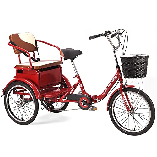 6-Gang-Schaltrad für Erwachsene, 26-Zoll-Kreuzfahrt-Dreirad mit Einkaufskorb, Faltbarer Rahmen, geeignet für ältere Menschen, Damen, Herren von Generic