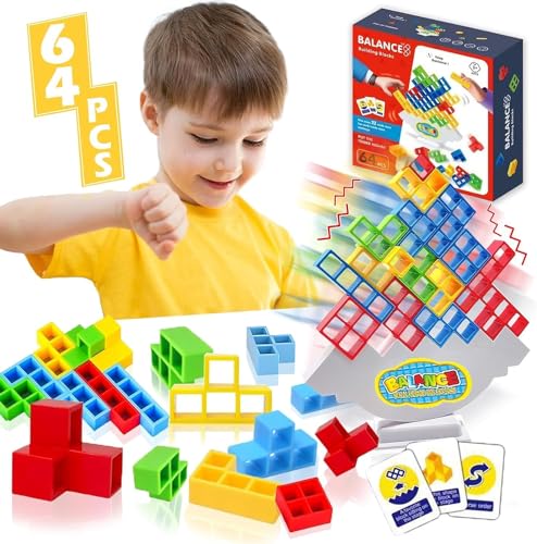 64 Stück Tetra Tower Spiel, Tetra Tower Spiel, Tetra Tower Spiel, Balance Spielzeug, Lustige stapelspiel, Stapelspiel Spielzeug für Kinder und Erwachsene von Generic