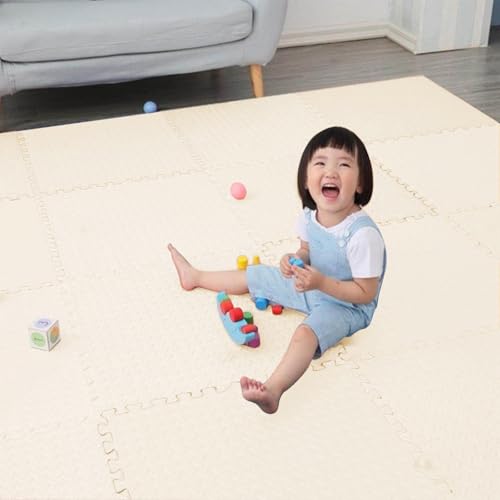 9 Teile Spielmatte Baby ab Null - 30x30 Schaumstoff Puzzlematte Kinder Isomatte Spielteppich Outdoor Puzzle Teppich Matte Krabbelmatte Abwaschbar Bodenschutzmatte Kinderzimmer (Weiß, 30X30cm) von Generic