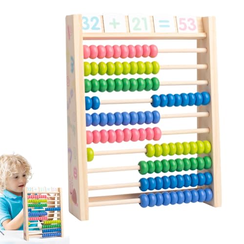 Abakus für Kinder Mathematik,Holzabakus,Buntes Rechenbrett aus Holz mit 10 Reihen - Grundschulbedarf mit 100 Perlen, multifunktionales Zählspielzeug für, Mädchen, Kinder von Generic